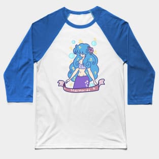 Blue-haired Mermaid Girl Baseball T-Shirt